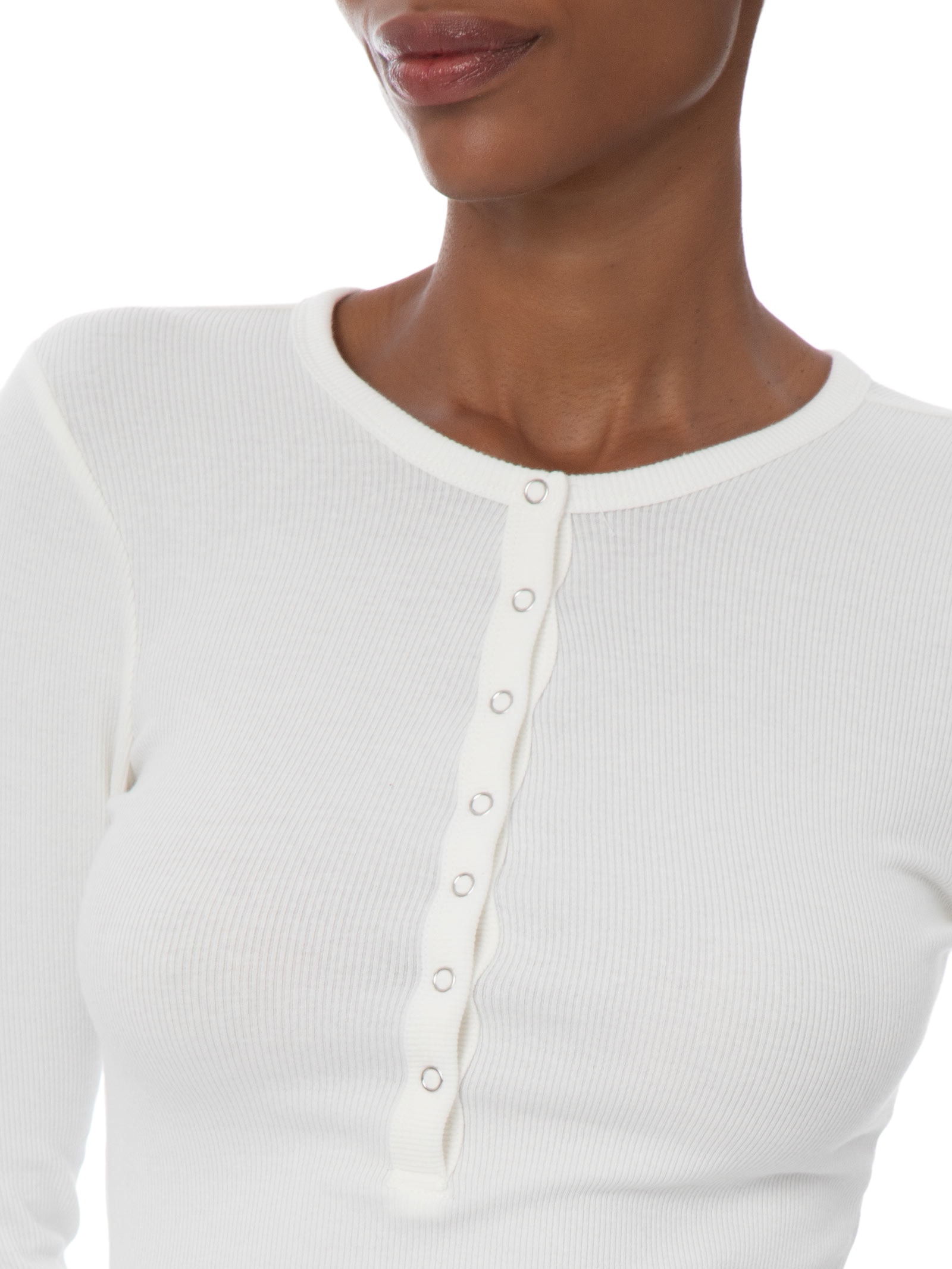 Blusa Feminina Manga Longa Blake Henley Long Sleeve Branco Cotton On