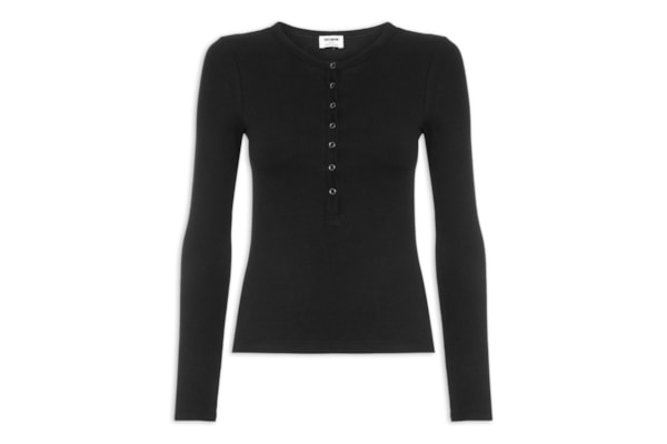 Blusa Feminina Manga Longa Blake Henley Long Sleeve - Preto