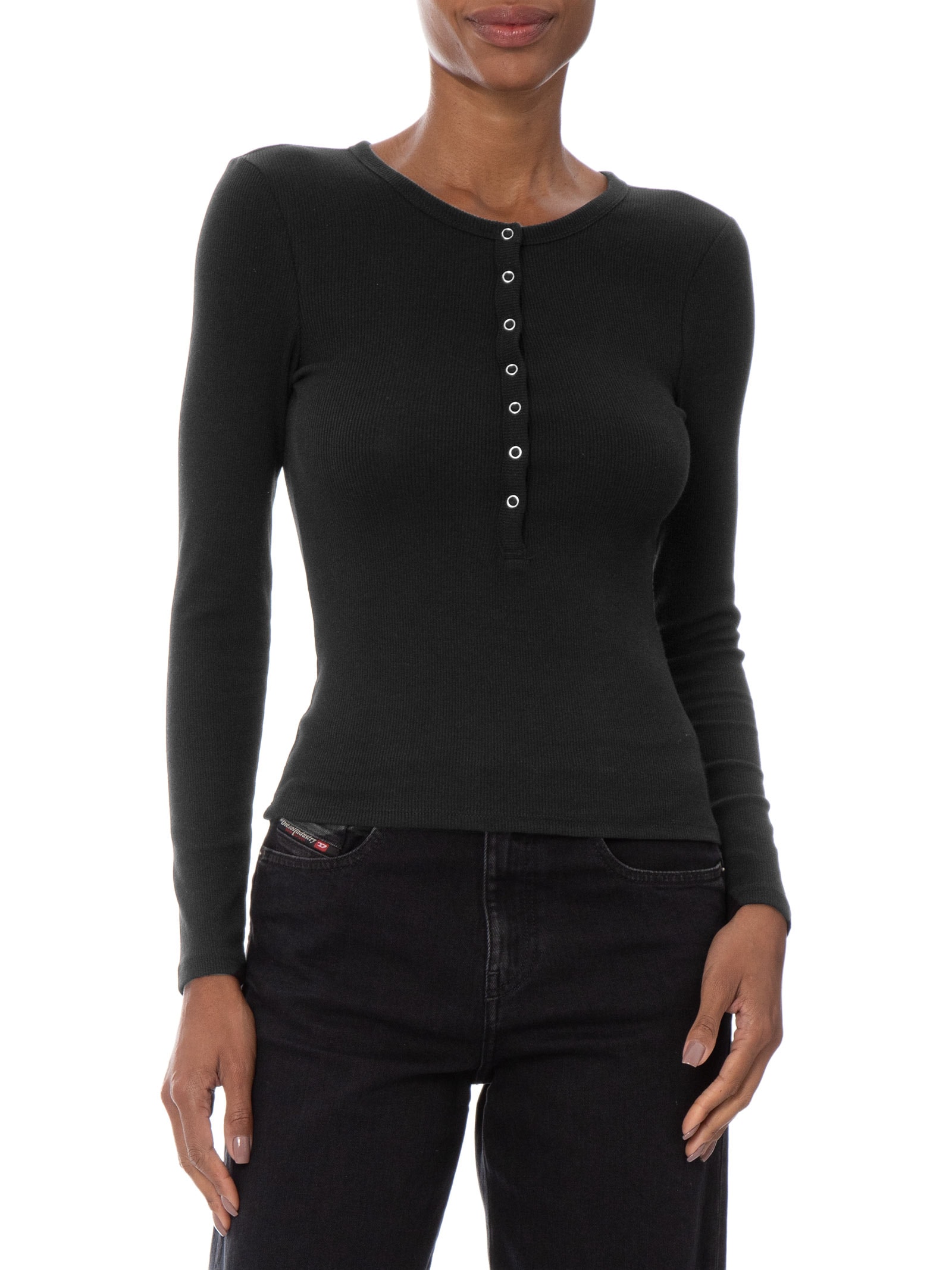 Blusa Feminina Manga Longa Blake Henley Long Sleeve Preto Cotton On
