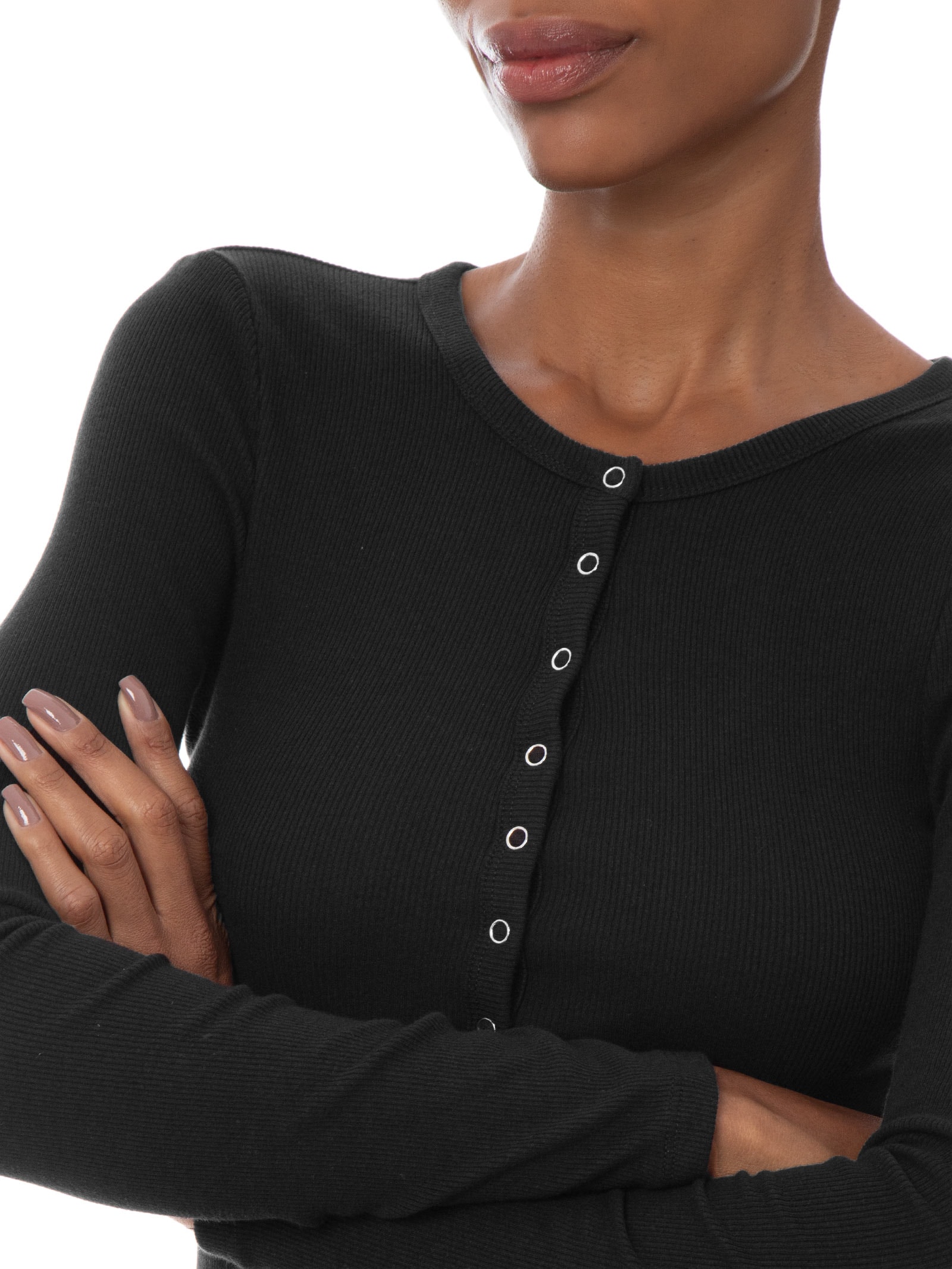 Blusa Feminina Manga Longa Blake Henley Long Sleeve Preto Cotton On