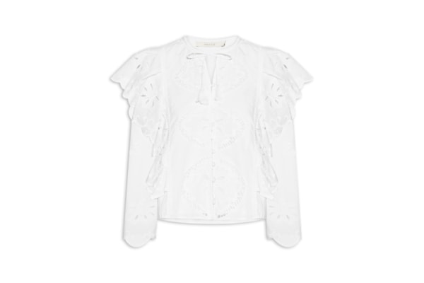 Blusa Feminina Manga Longa Bordado Lotus - Branco