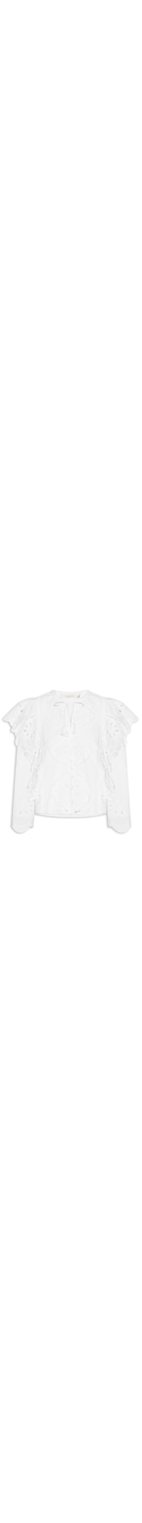 Blusa Feminina Manga Longa Bordado Lotus - Branco