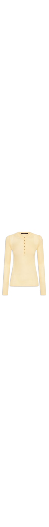 Blusa Feminina Manga Longa Caneado Botão - Amarelo