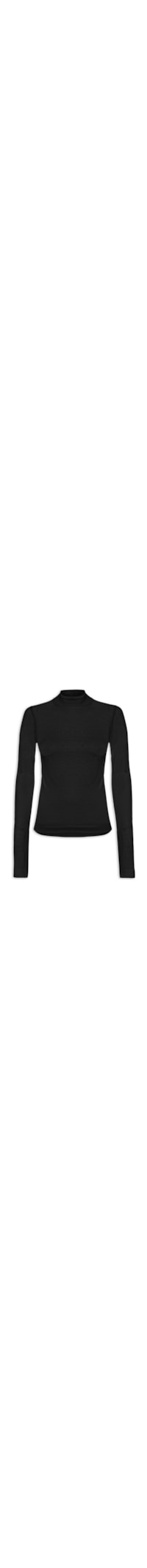 Blusa Feminina Manga Longa Canelada - Preto