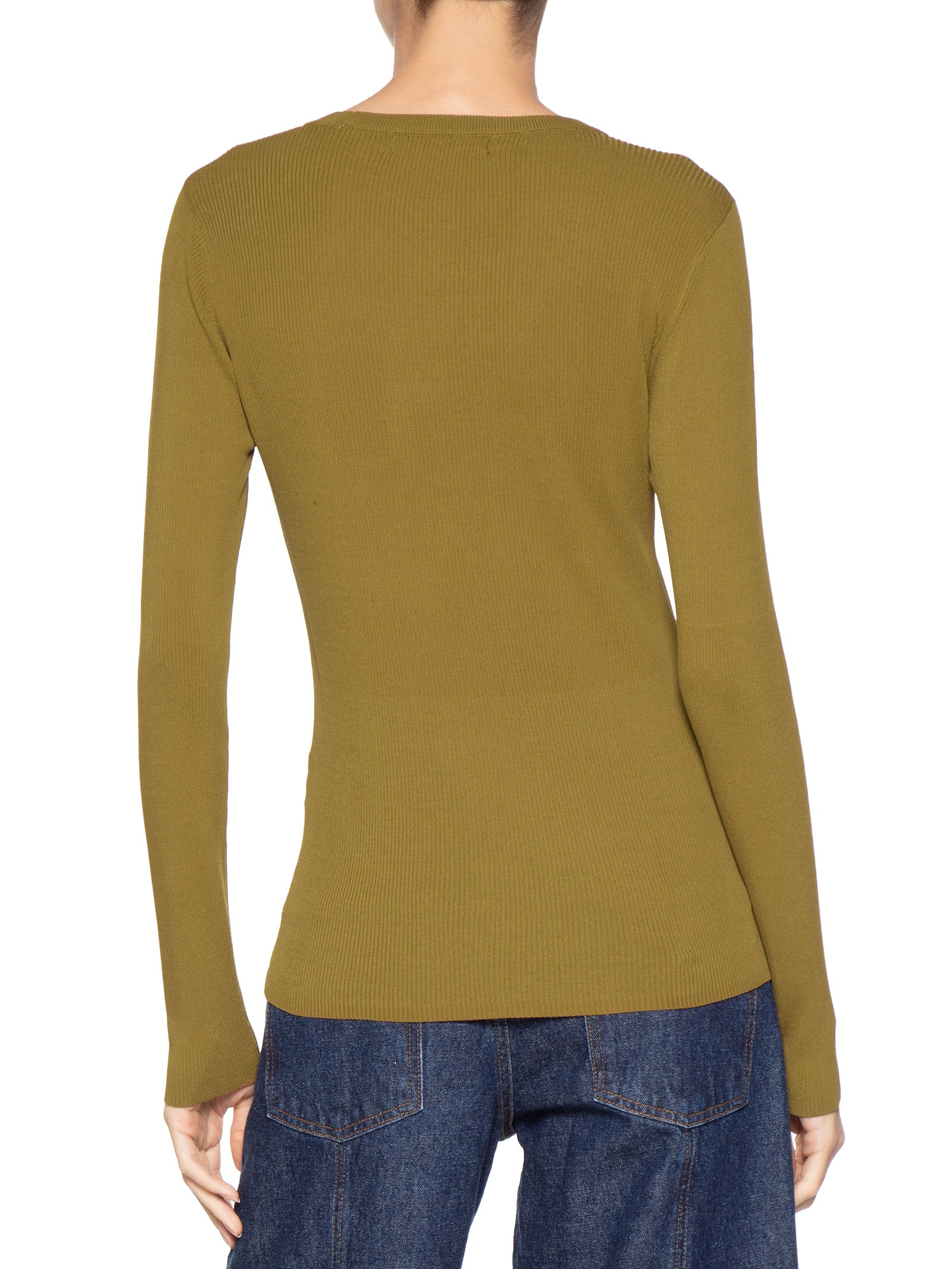 Blusa Feminina Manga Longa Canelado De Tricot Verde Animale