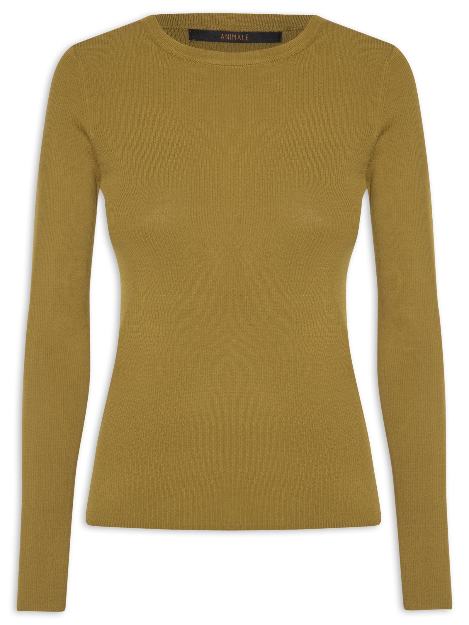 Blusa Feminina Manga Longa Canelado De Tricot Verde Animale