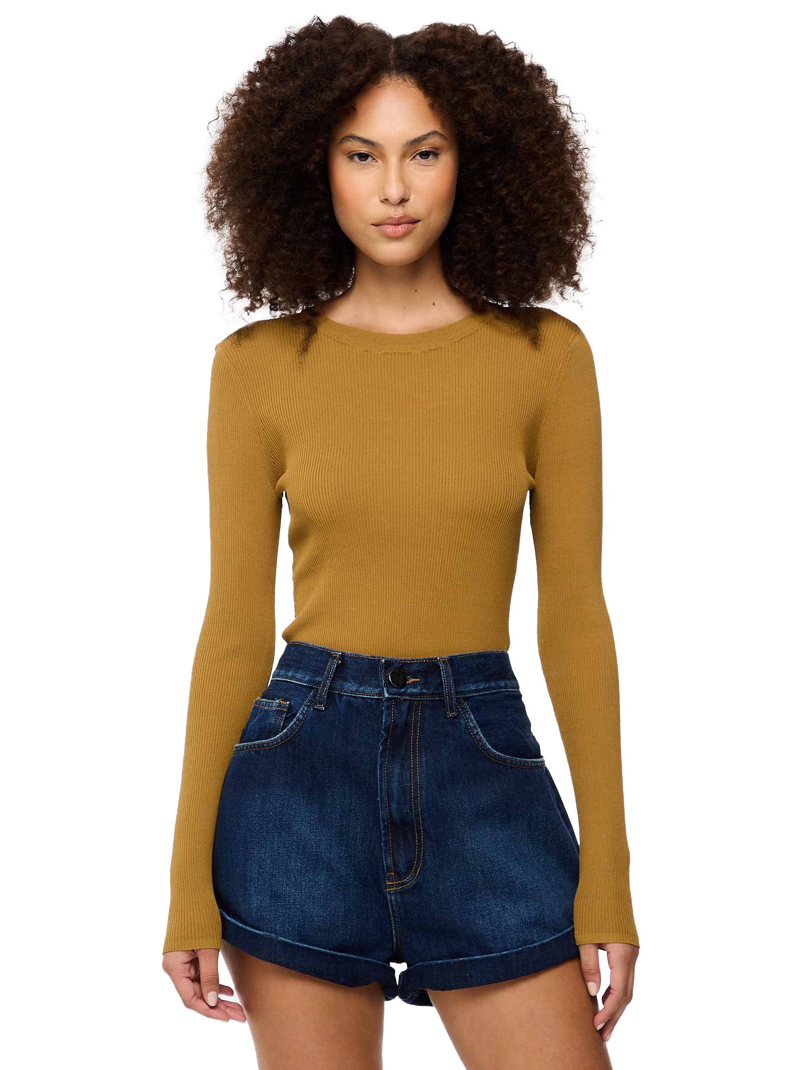 Blusa Feminina Manga Longa Canelado De Tricot Verde Animale