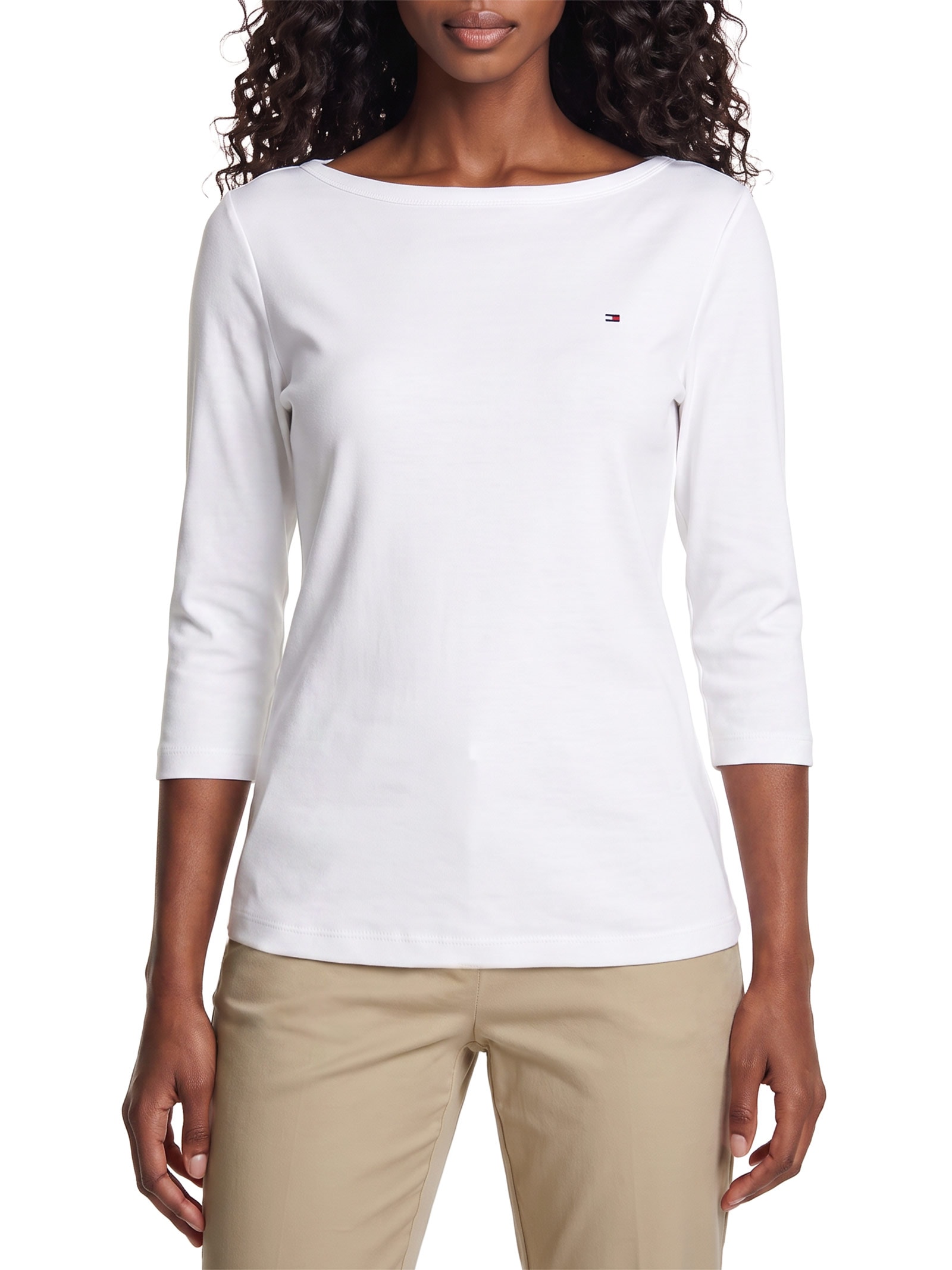 Blusa Feminina Manga Longa Cody Boat-NK 3/4 SLV Branco Tommy Hilfiger