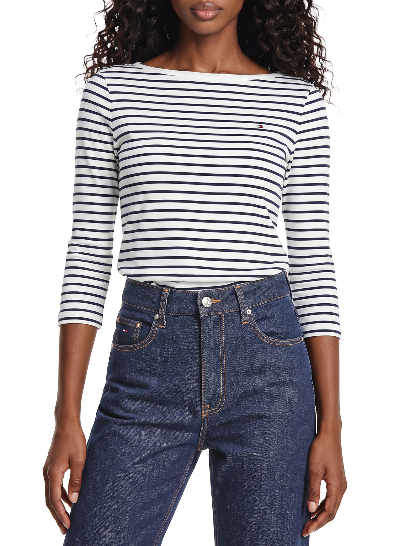 Blusa Feminina Manga Longa Cody Boat-NK 3/4 SLV Branco Tommy Hilfiger