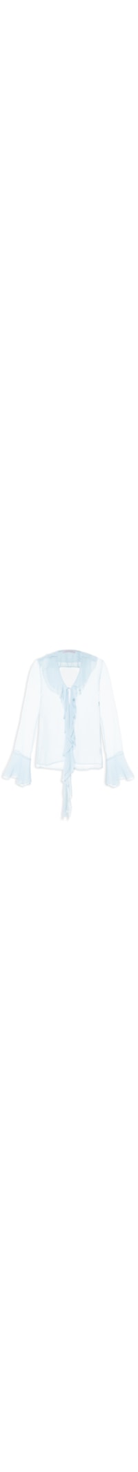 Blusa Feminina Manga Longa Com Babados - Azul