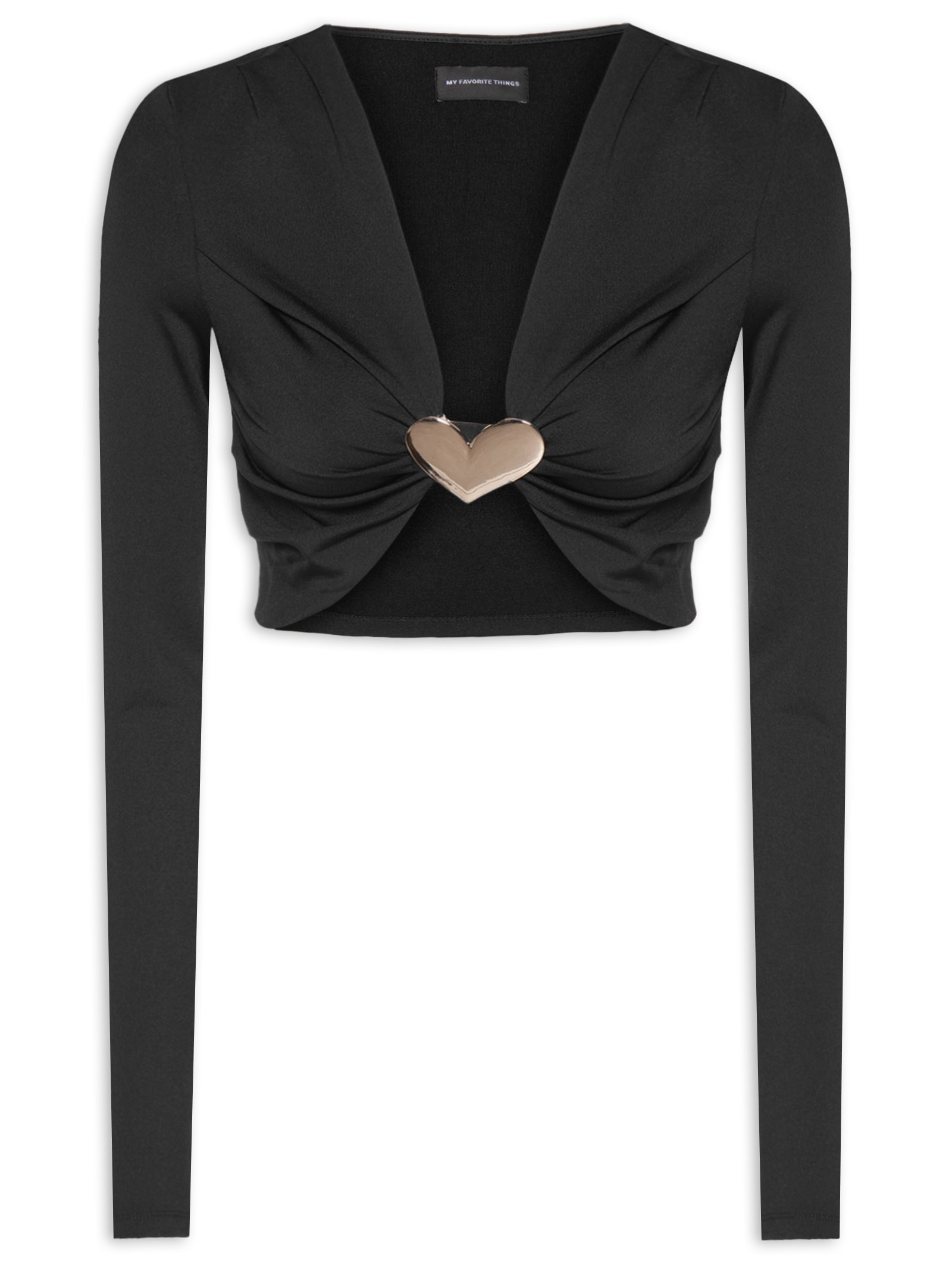 Blusa Feminina Manga Longa Com Decote Preto  My Favorite Things