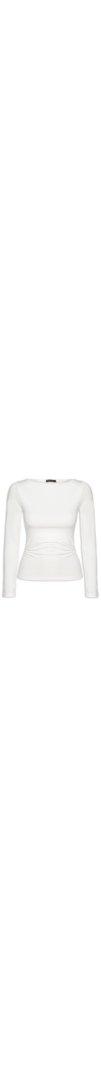 Blusa Feminina Manga Longa Com Drapeado - Off White