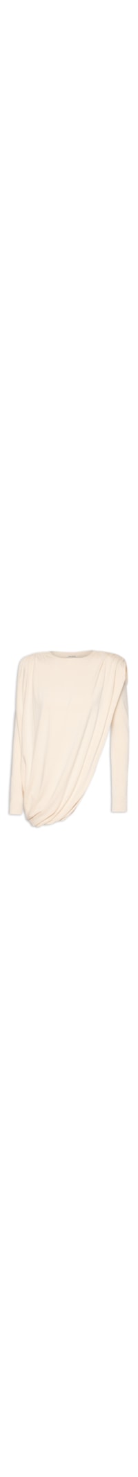 Blusa Feminina Manga Longa Com Franzidos - Bege
