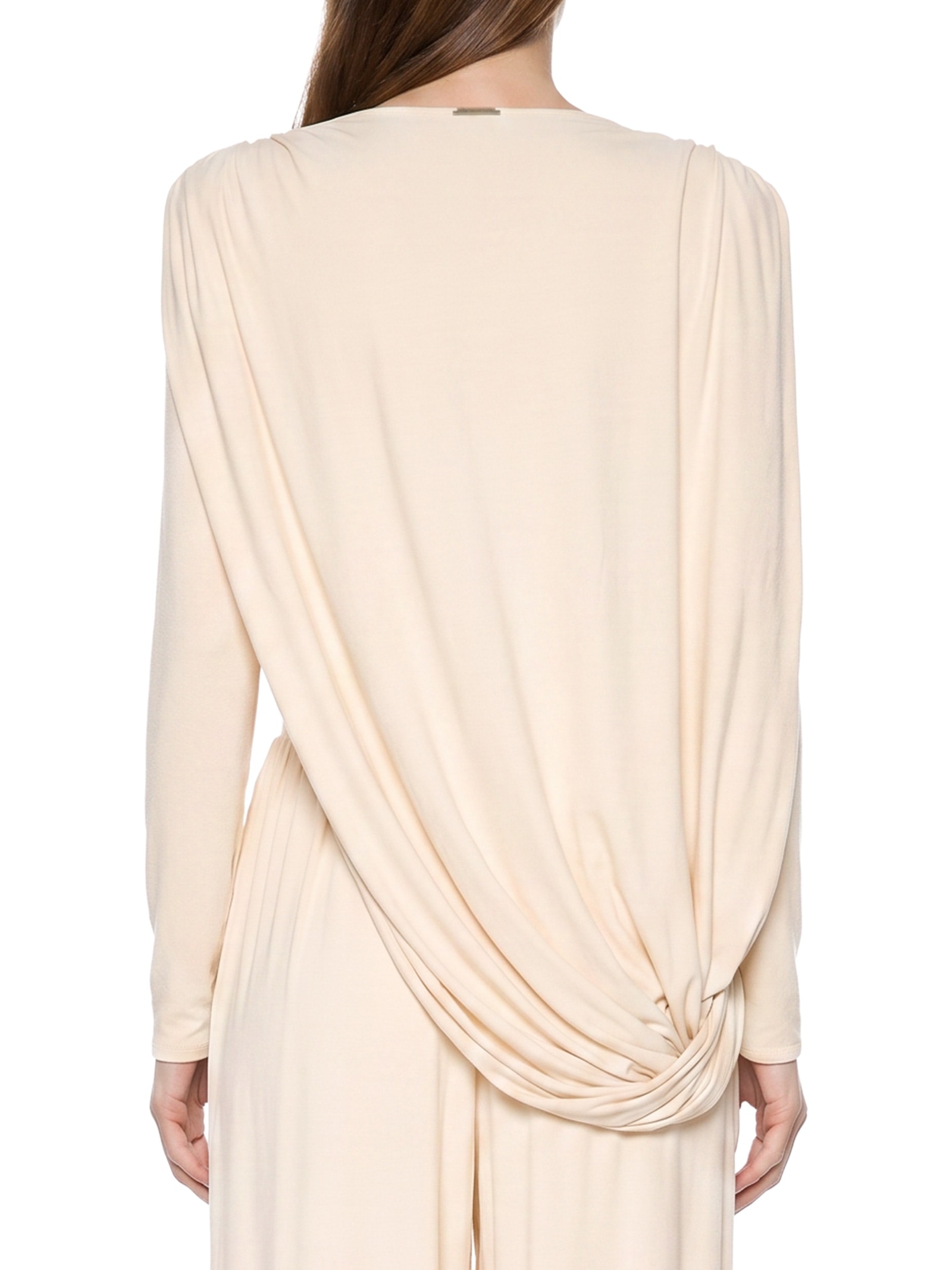 Blusa Feminina Manga Longa Com Franzidos Bege Lança Perfume