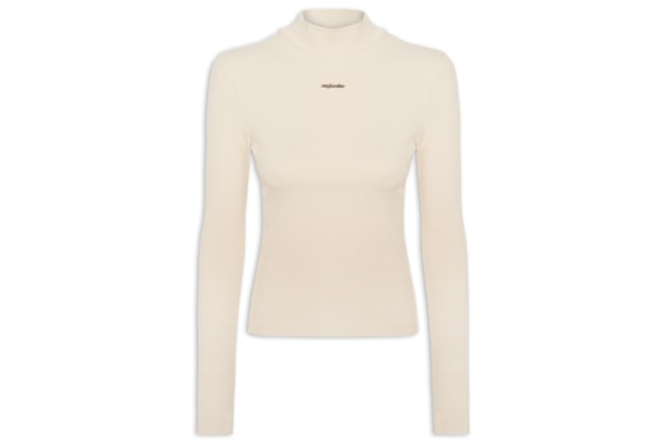 Blusa Feminina Manga Longa Com Gola - Bege