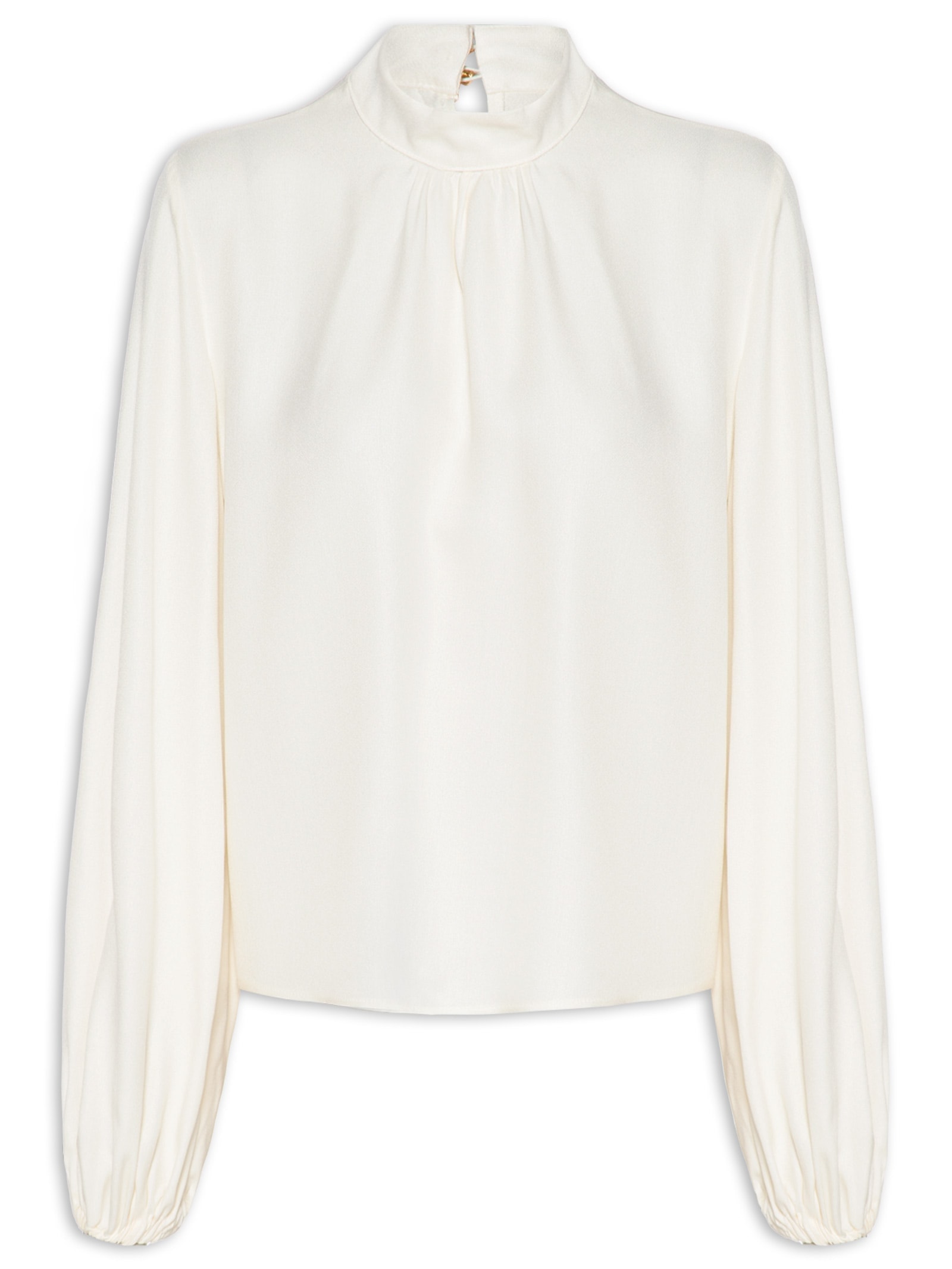 Blusa Feminina Manga Longa com Gola Branco Lança Perfume