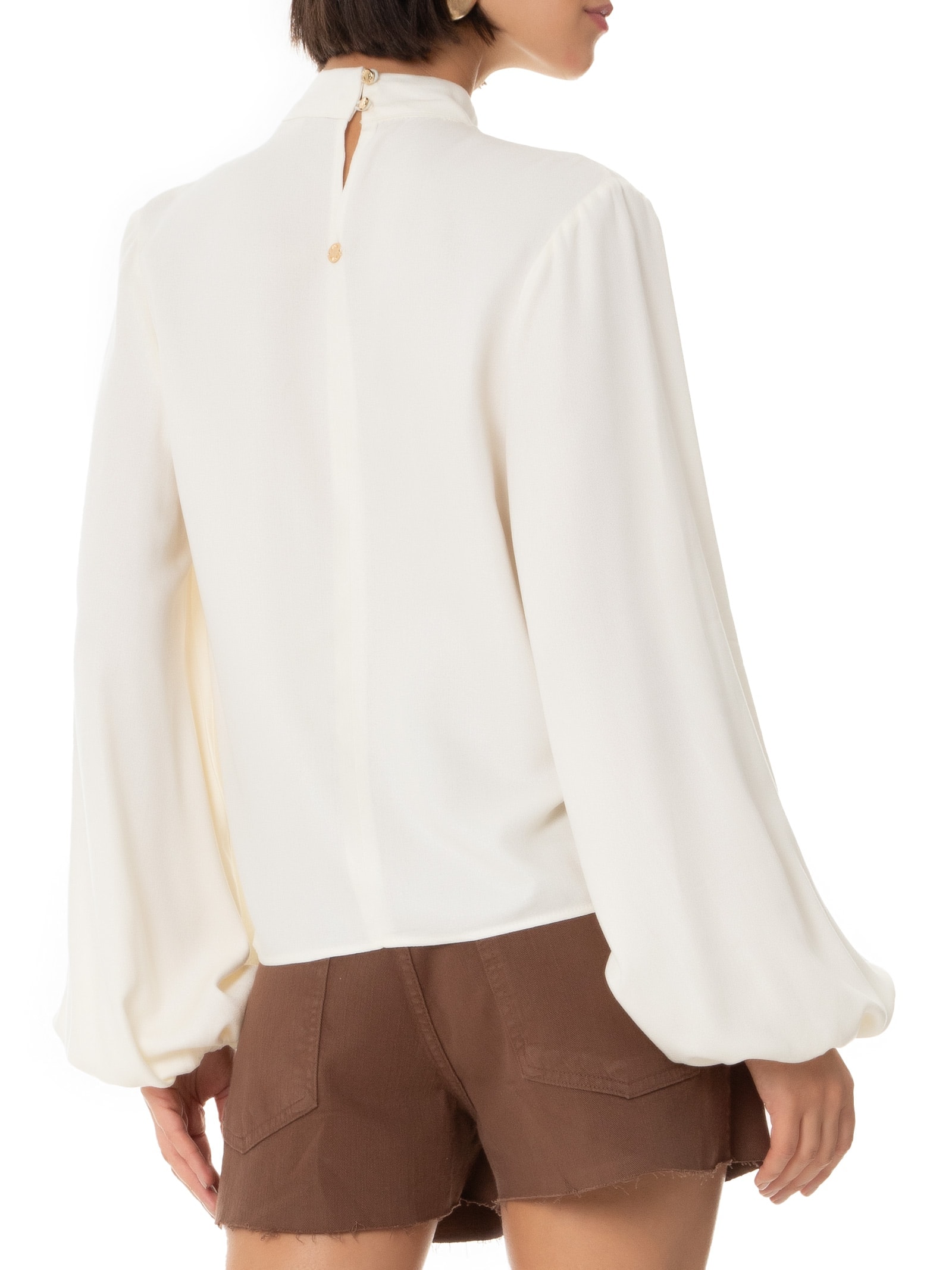 Blusa Feminina Manga Longa com Gola Branco Lança Perfume