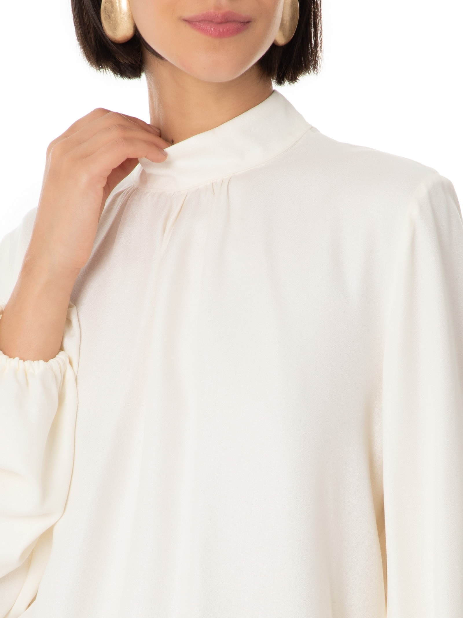 Blusa Feminina Manga Longa com Gola Branco Lança Perfume