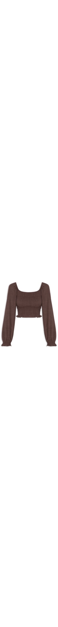 Blusa Feminina Manga Longa Com Lastex - Marrom