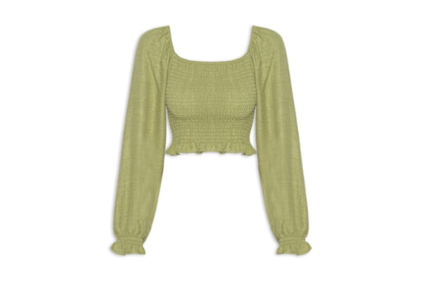 Blusa Feminina Manga Longa Com Lastex - Verde
