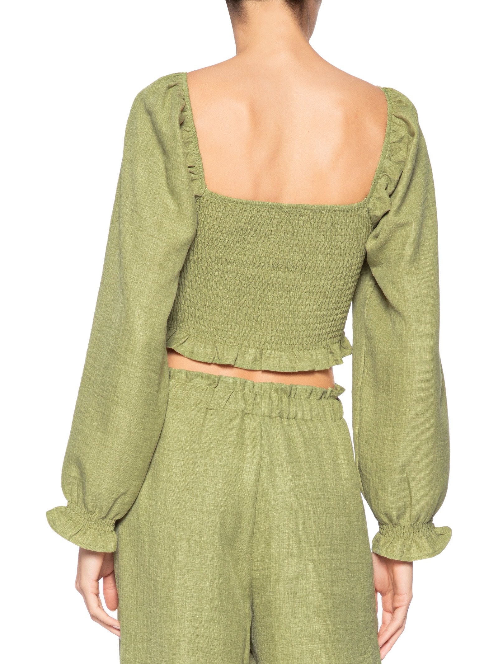 Blusa Feminina Manga Longa Com Lastex Verde Market 33