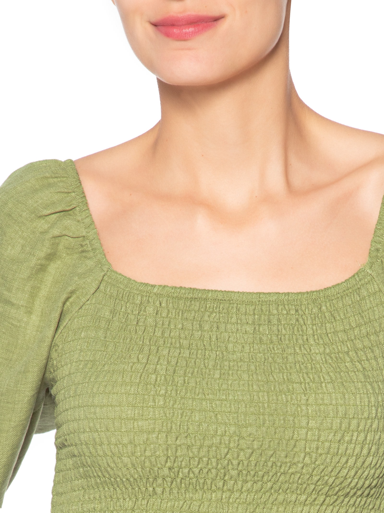 Blusa Feminina Manga Longa Com Lastex Verde Market 33