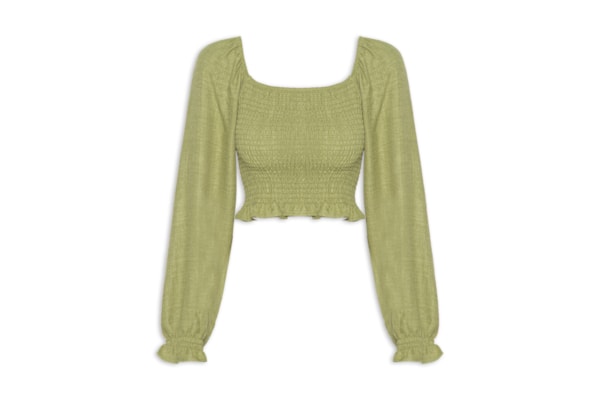 Blusa Feminina Manga Longa Com Lastex - Verde