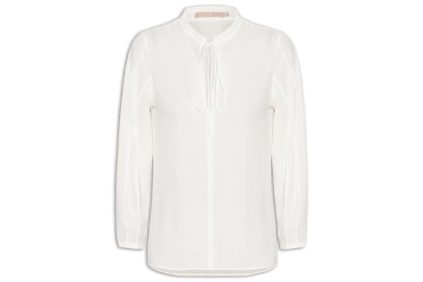 Blusa Feminina Manga Longa com Nervuras - Off White
