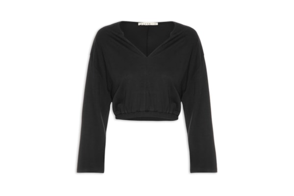 Blusa Feminina Manga Longa Cropped - Preto