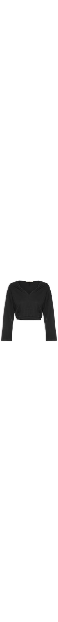 Blusa Feminina Manga Longa Cropped - Preto