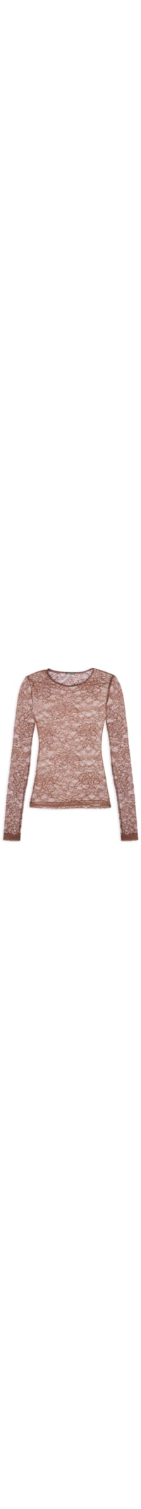 Blusa Feminina Manga Longa De Renda - Marrom