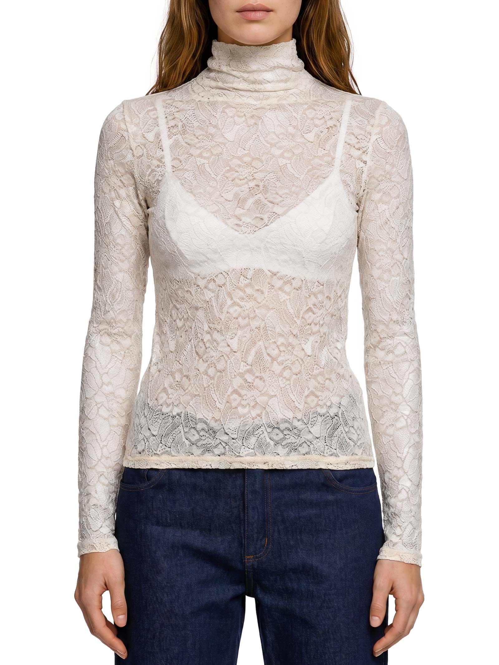 Blusa Feminina Manga Longa De Renda Off White My Favorite