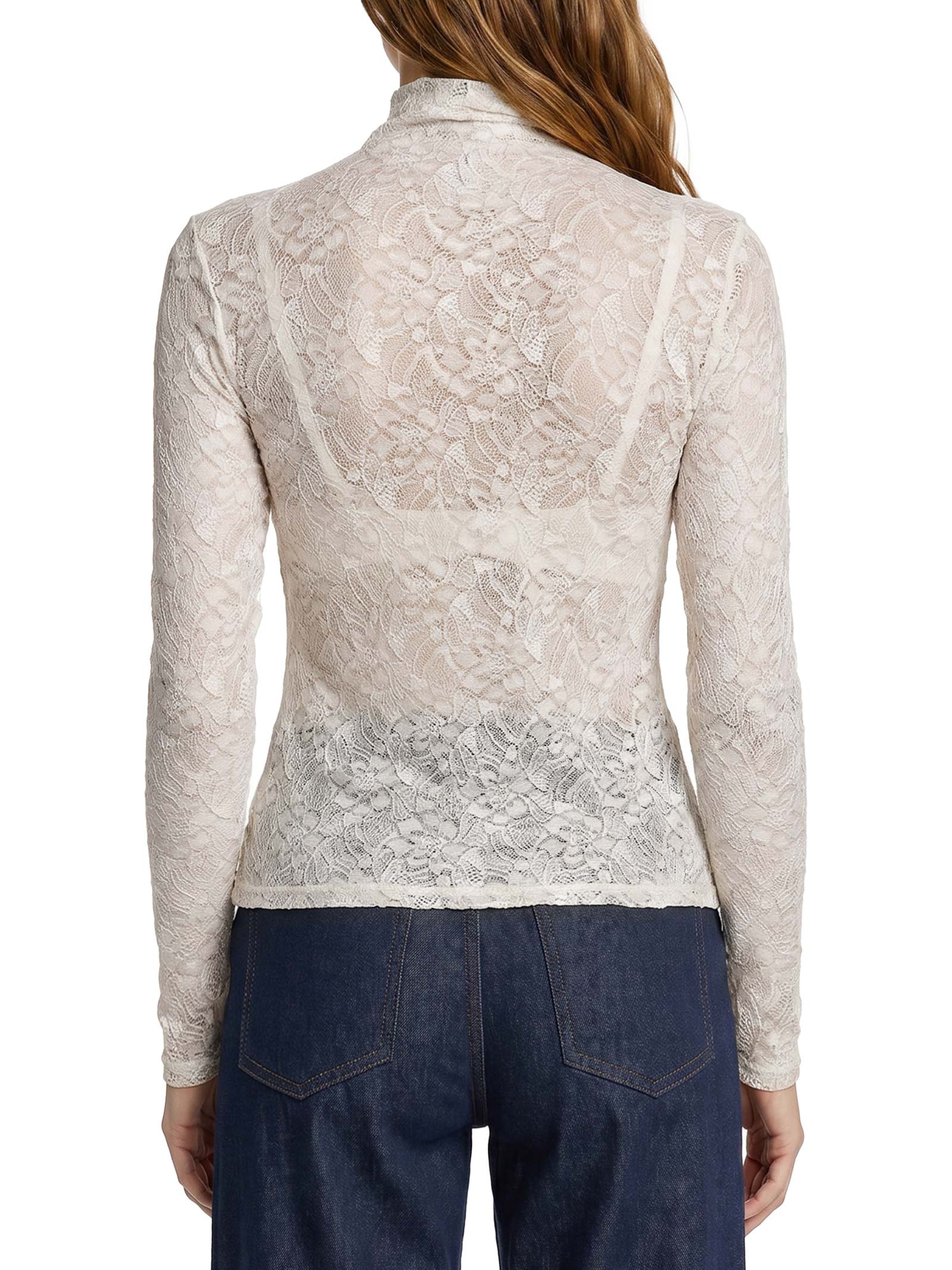 Blusa Feminina Manga Longa De Renda Off White My Favorite