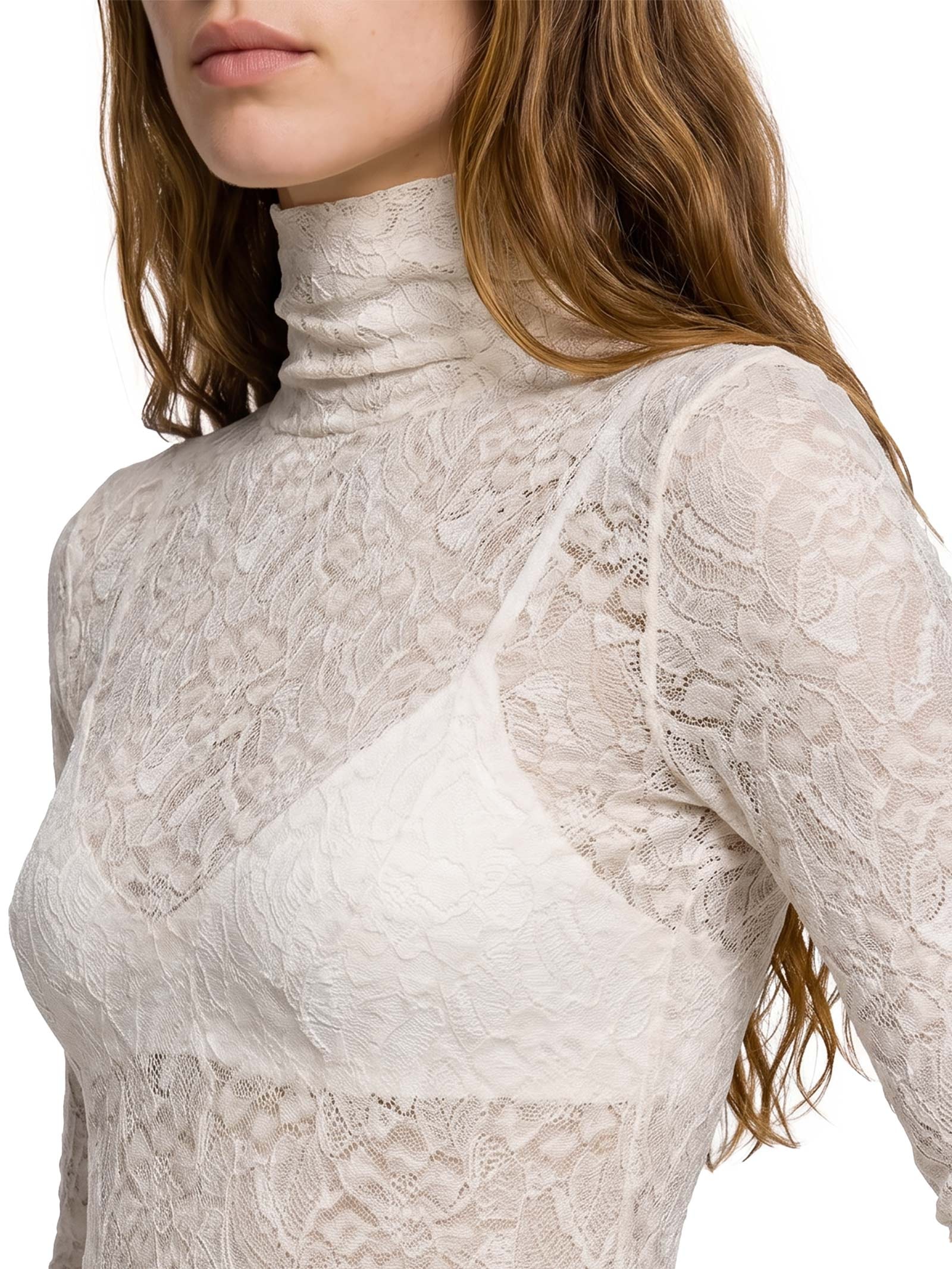 Blusa Feminina Manga Longa De Renda Off White My Favorite