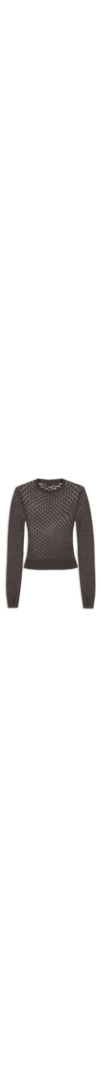 Blusa Feminina Manga Longa de Tricot Furos - Marrom