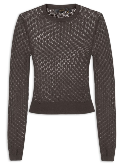 Blusa Feminina Manga Longa de Tricot Furos – Marrom