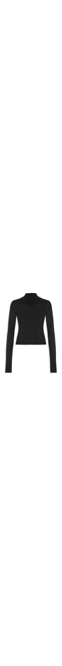 Blusa Feminina Manga Longa de Tricot Light - Preto