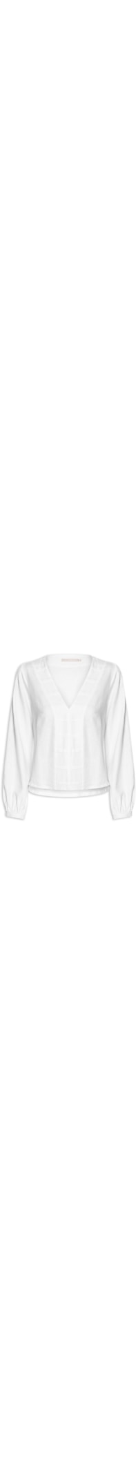 Blusa Feminina Manga Longa Decote Detalhado - Branco