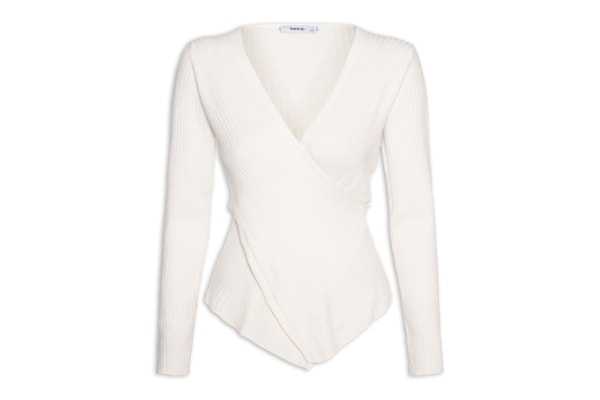 Blusa Feminina Manga Longa Decote Transpassado - Off White