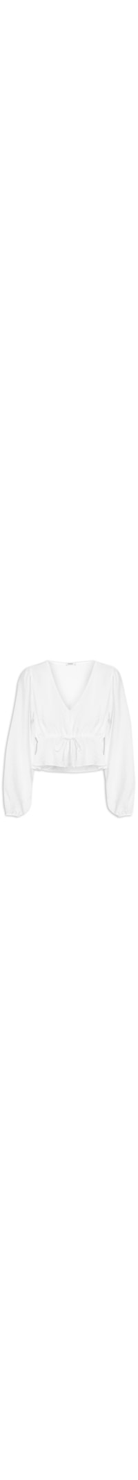 Blusa Feminina Manga Longa Decote V - Branco