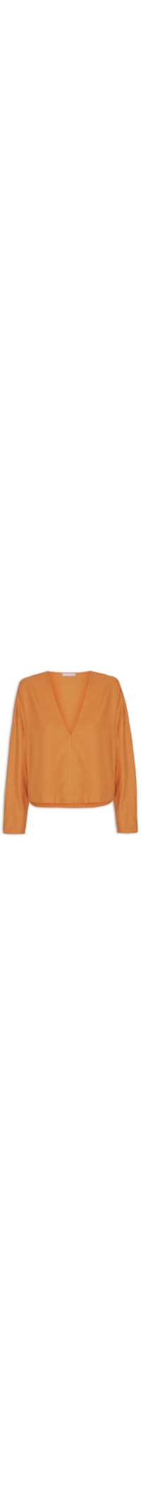 Blusa Feminina Manga Longa Decote V Crepe - Laranja