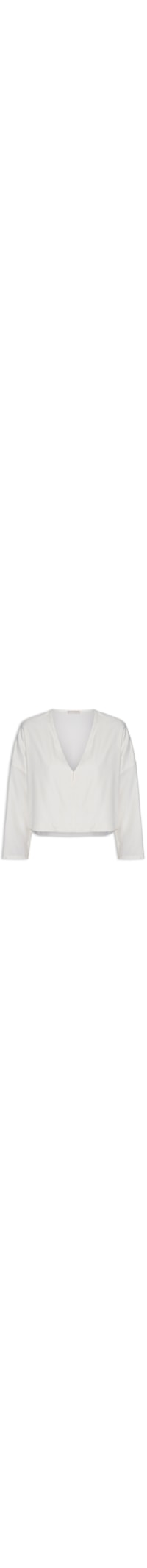 Blusa Feminina Manga Longa Decote V Crepe - Off White