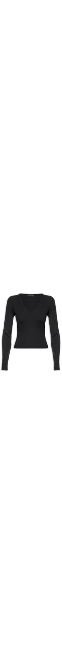 Blusa Feminina Manga Longa Decote V - Preto