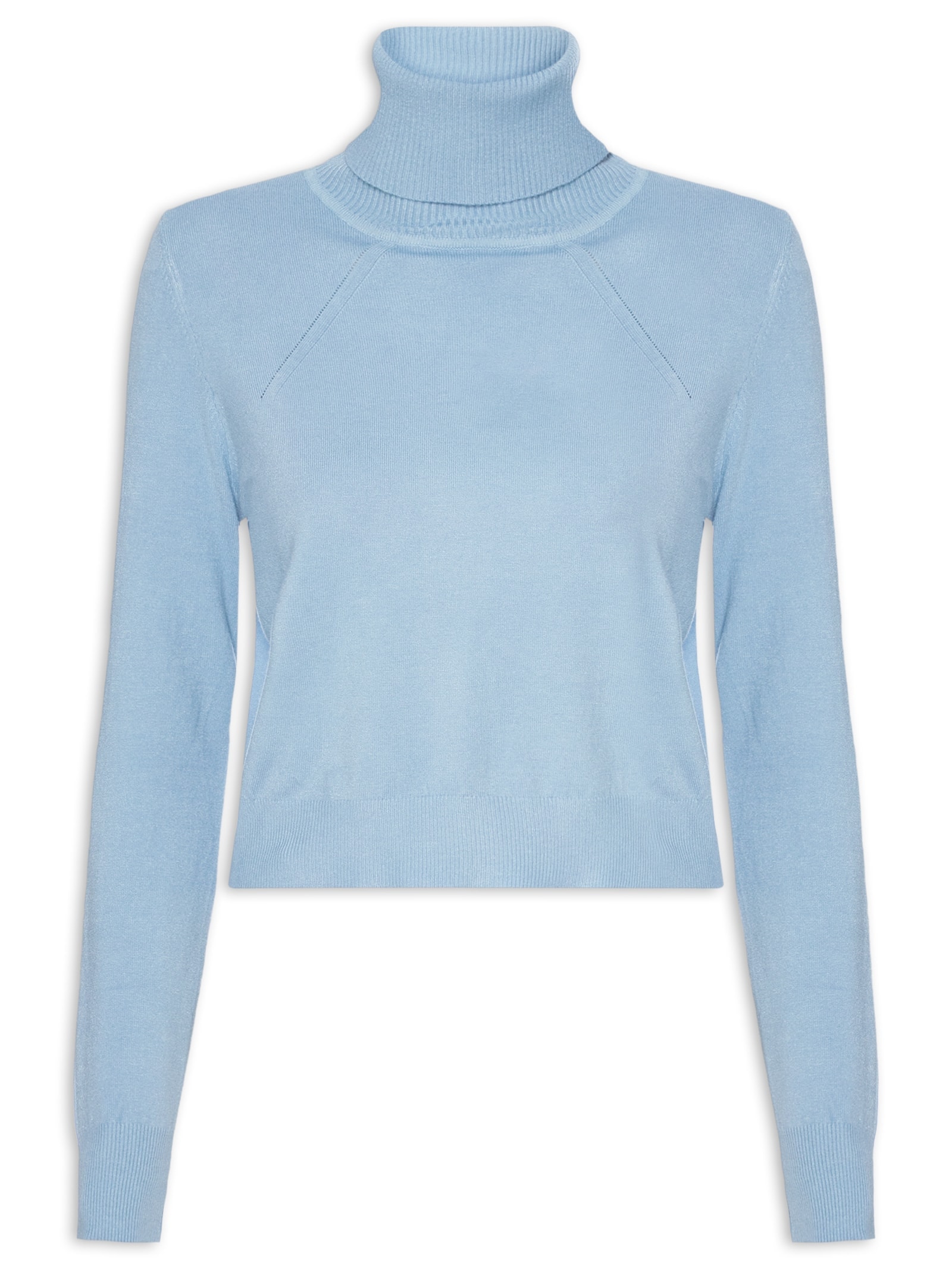 Blusa Feminina Manga Longa E Gola Alta Azul '2Essential