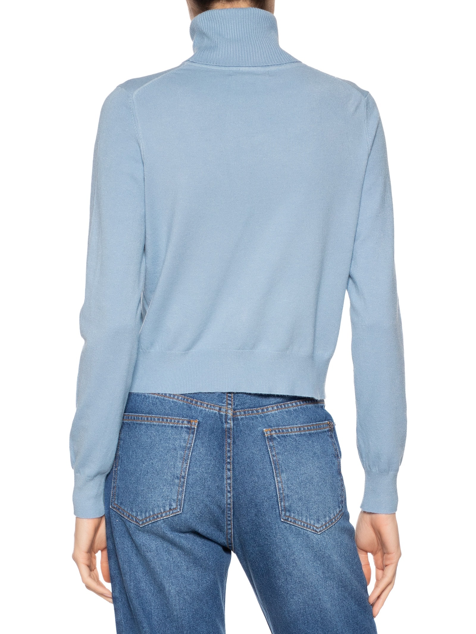 Blusa Feminina Manga Longa E Gola Alta Azul '2Essential