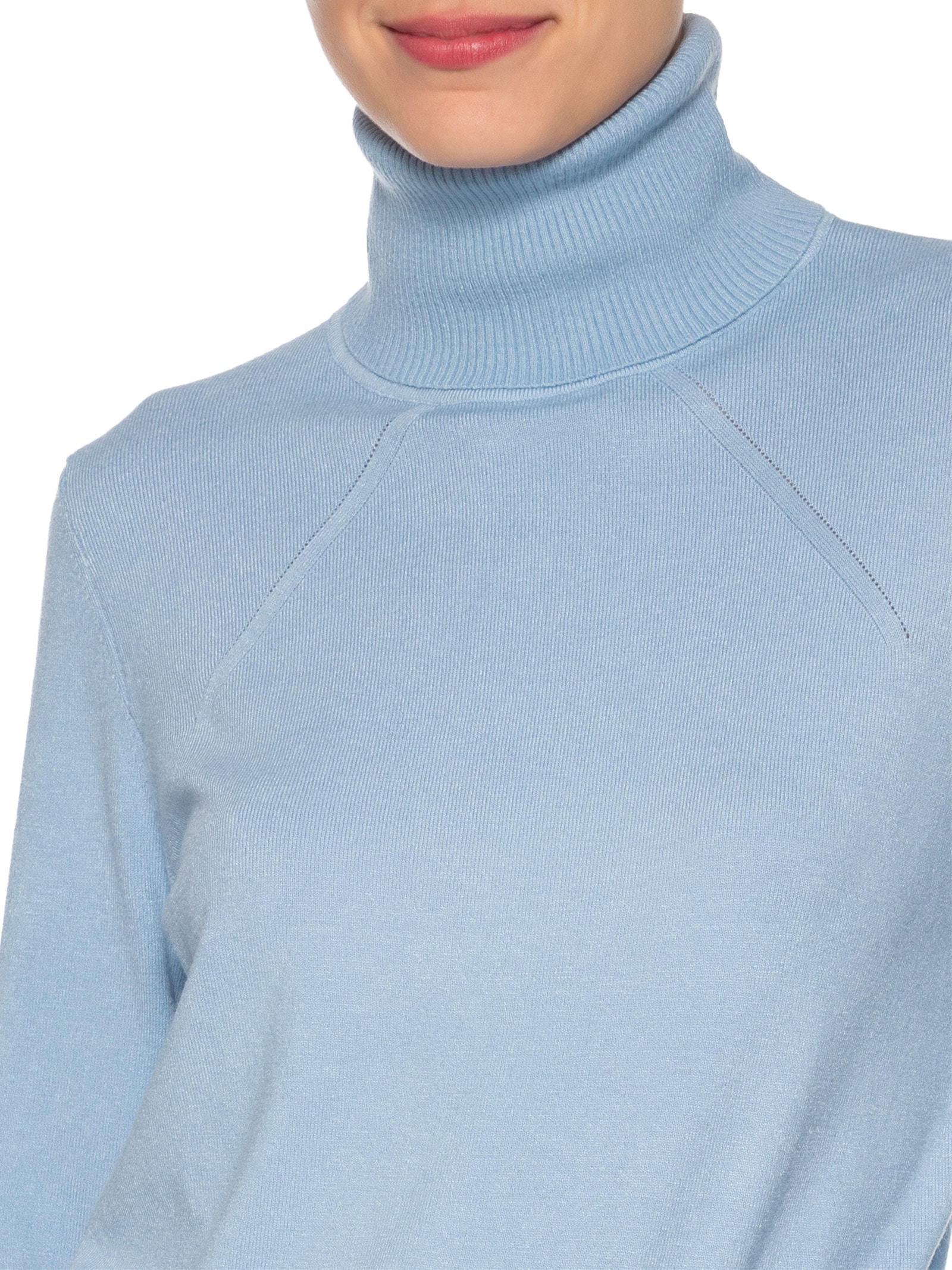 Blusa Feminina Manga Longa E Gola Alta Azul '2Essential