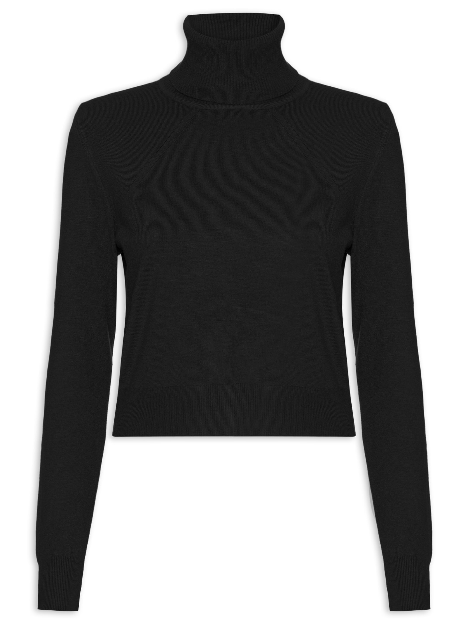 Blusa Feminina Manga Longa E Gola Alta Preto '2Essential