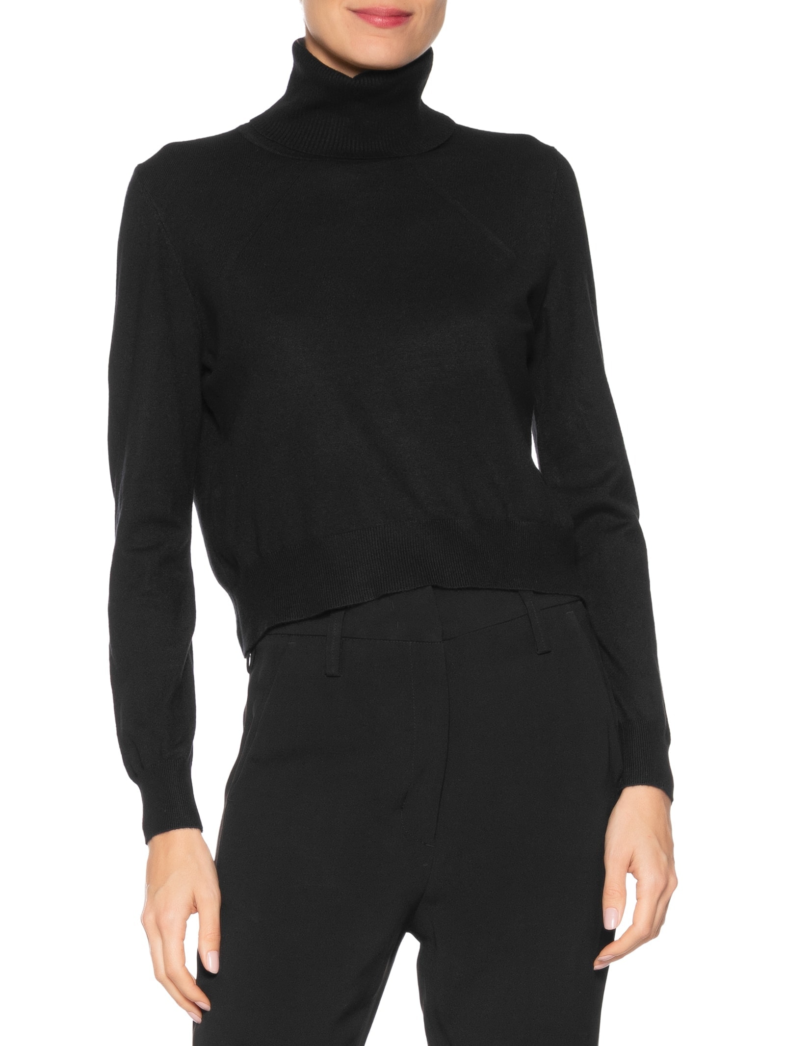 Blusa Feminina Manga Longa E Gola Alta Preto '2Essential