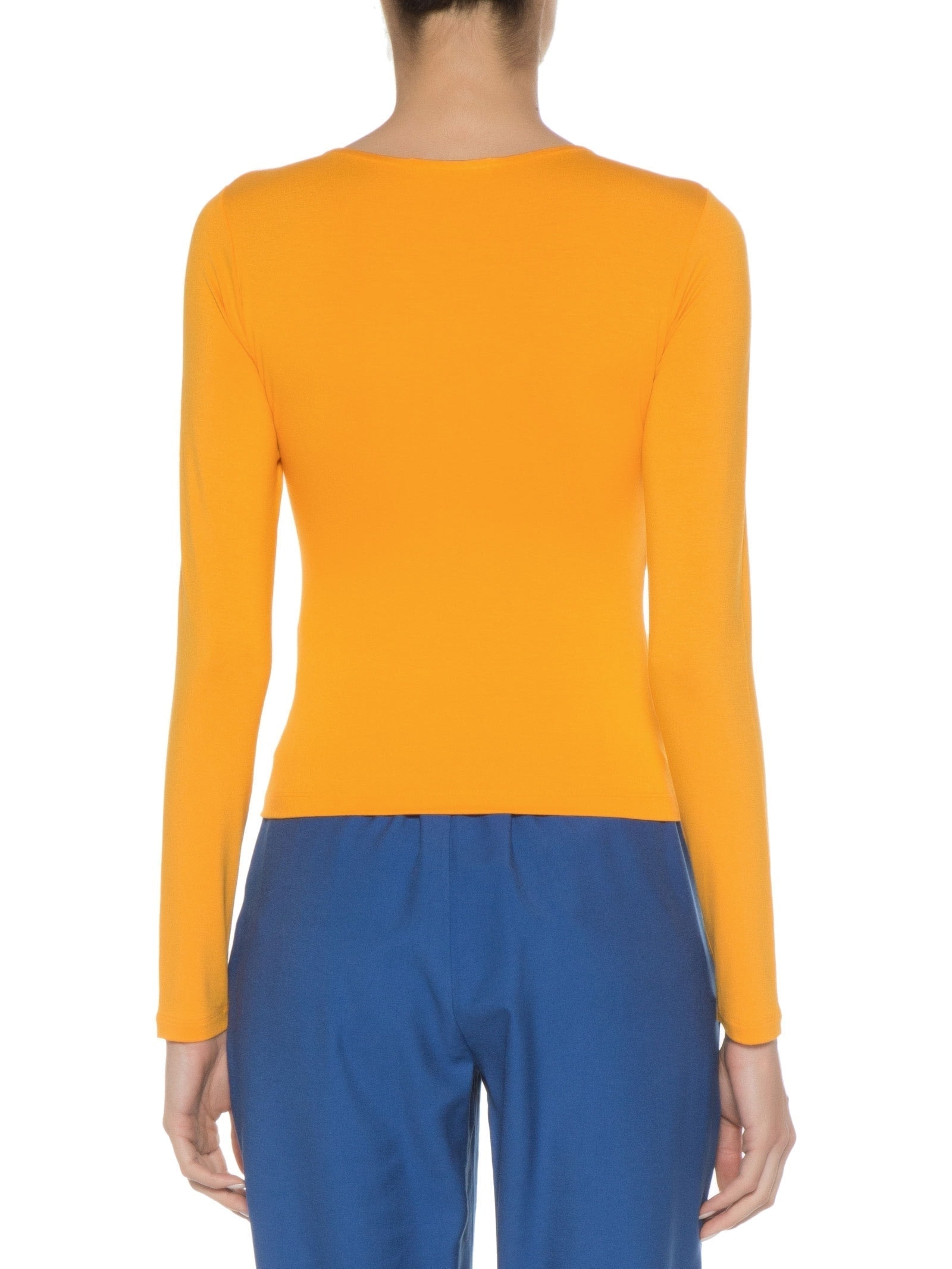 Blusa Feminina Manga Longa Em Malha Franzido Amarelo '2Essential