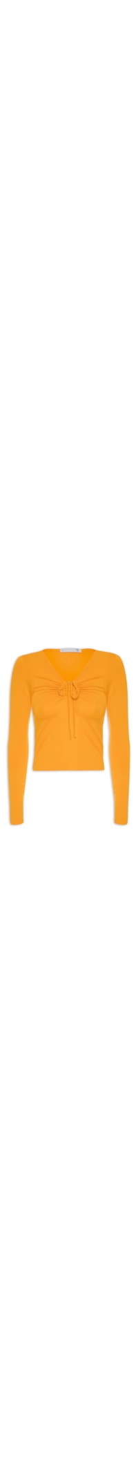 Blusa Feminina Manga Longa Em Malha Franzido - Amarelo